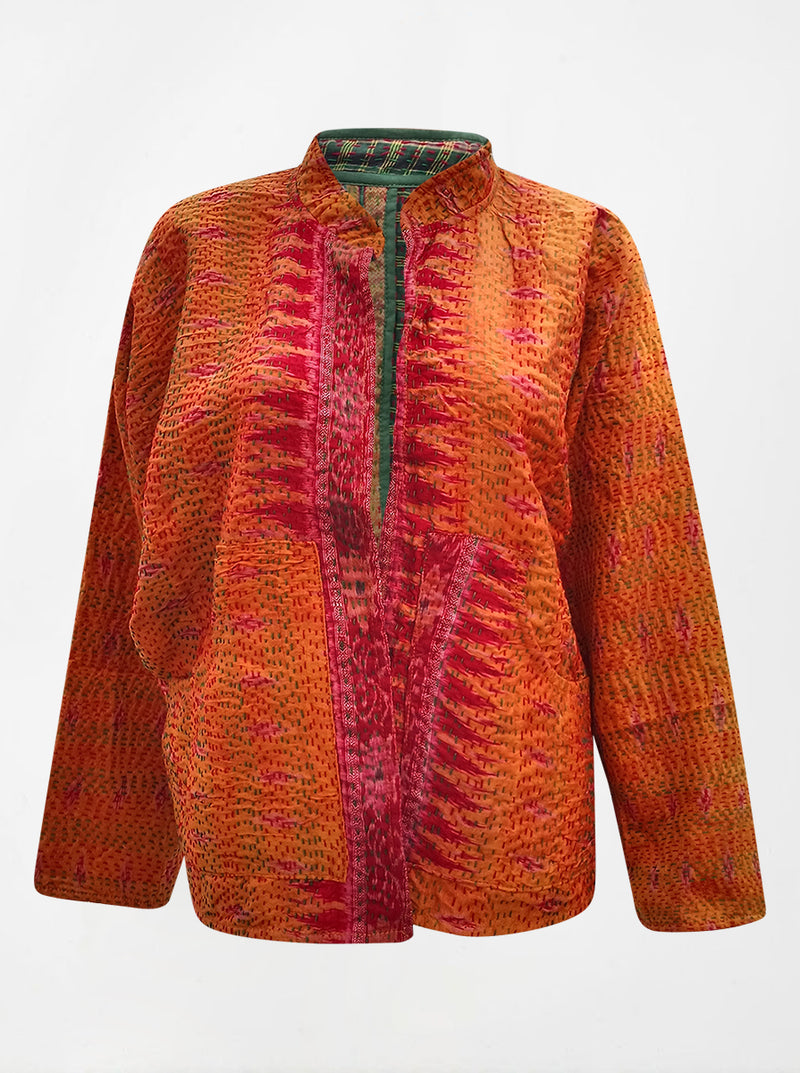 kantha vintage reversible collar vest sharda (banarasi)