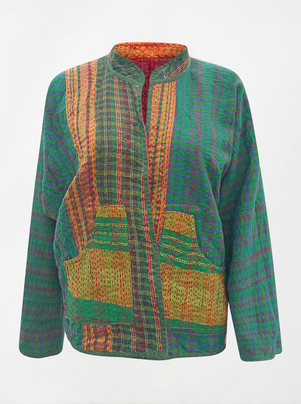 kantha vintage reversible collar vest sharda (banarasi)