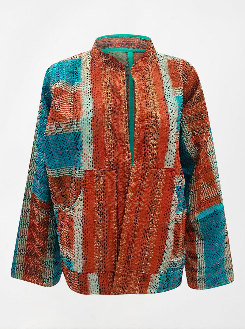 kantha vintage reversible collar vest sonam (resha)