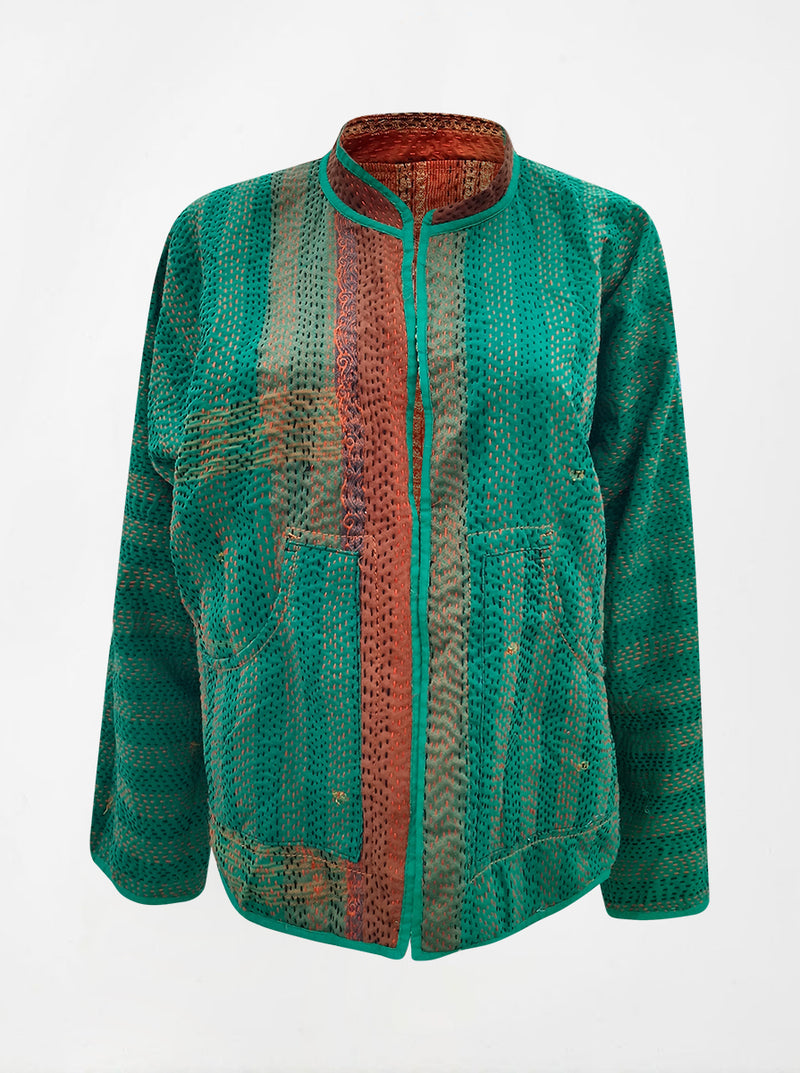 kantha vintage reversible collar vest sonam (resha)