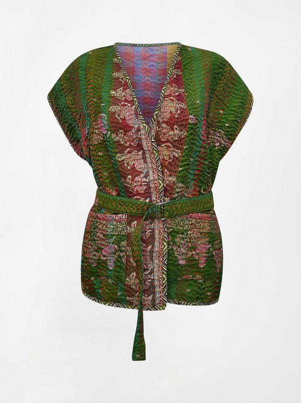 kantha vintage reversible vest laveena (banarasi)