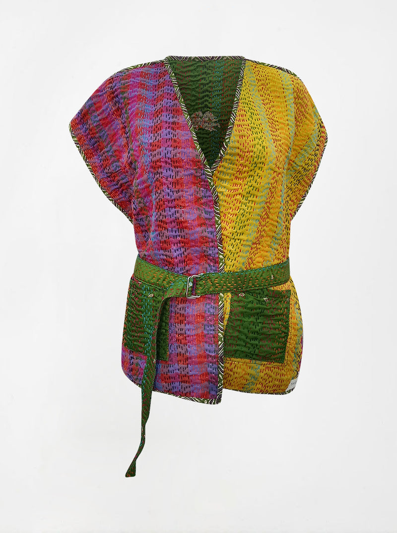 kantha vintage reversible vest laveena (banarasi)