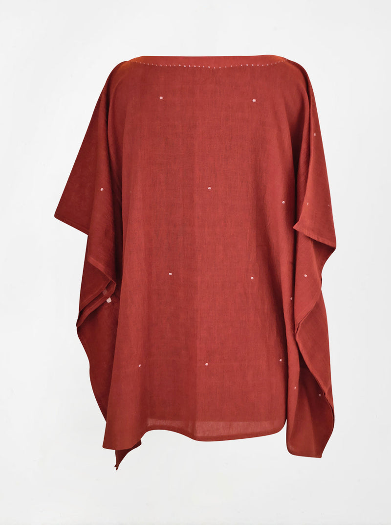 indigenous organic cotton poncho rust