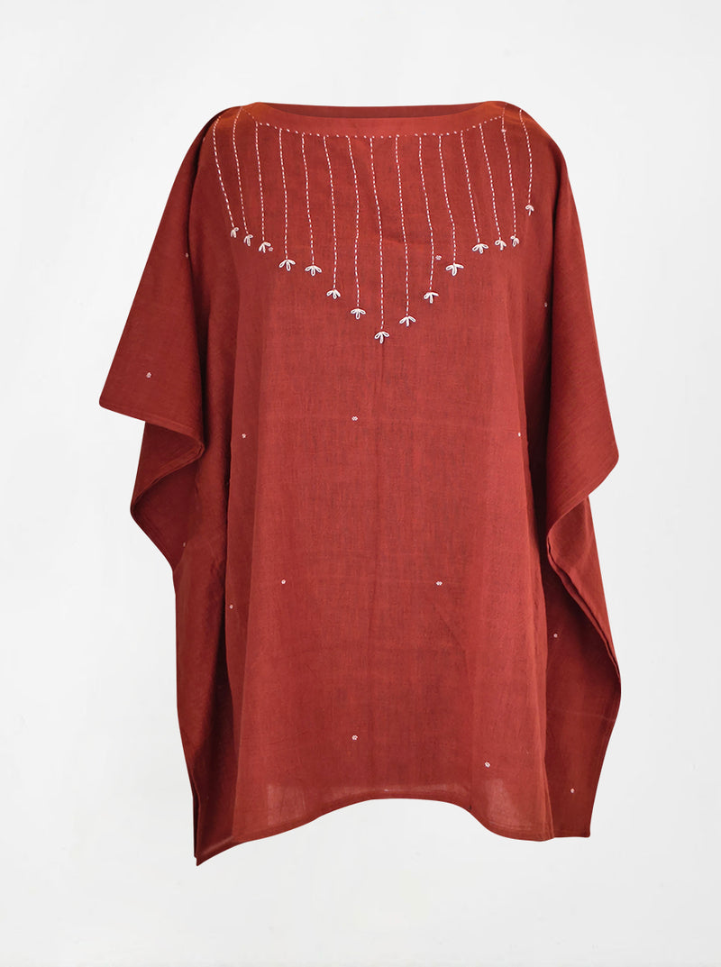 indigenous organic cotton poncho rust