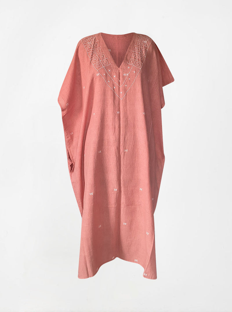 indigenous organic cotton tunic maxi peach