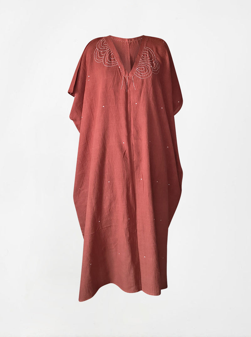 indigenous organic cotton tunic maxi rust