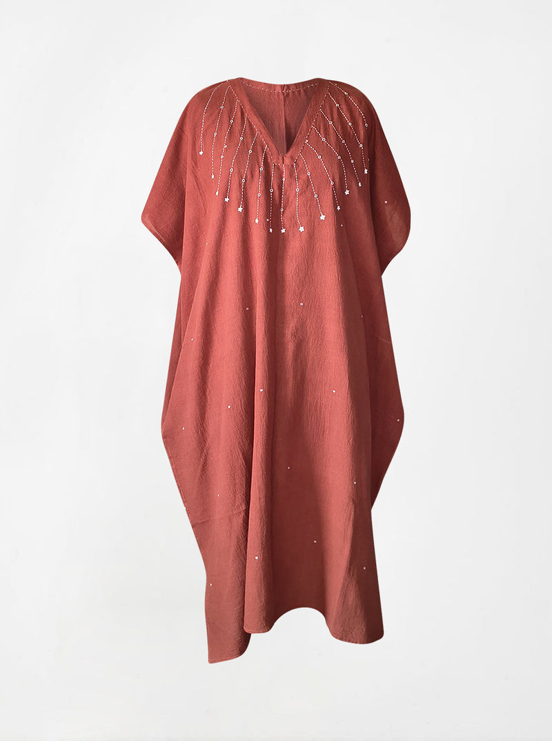 indigenous organic cotton tunic maxi rust