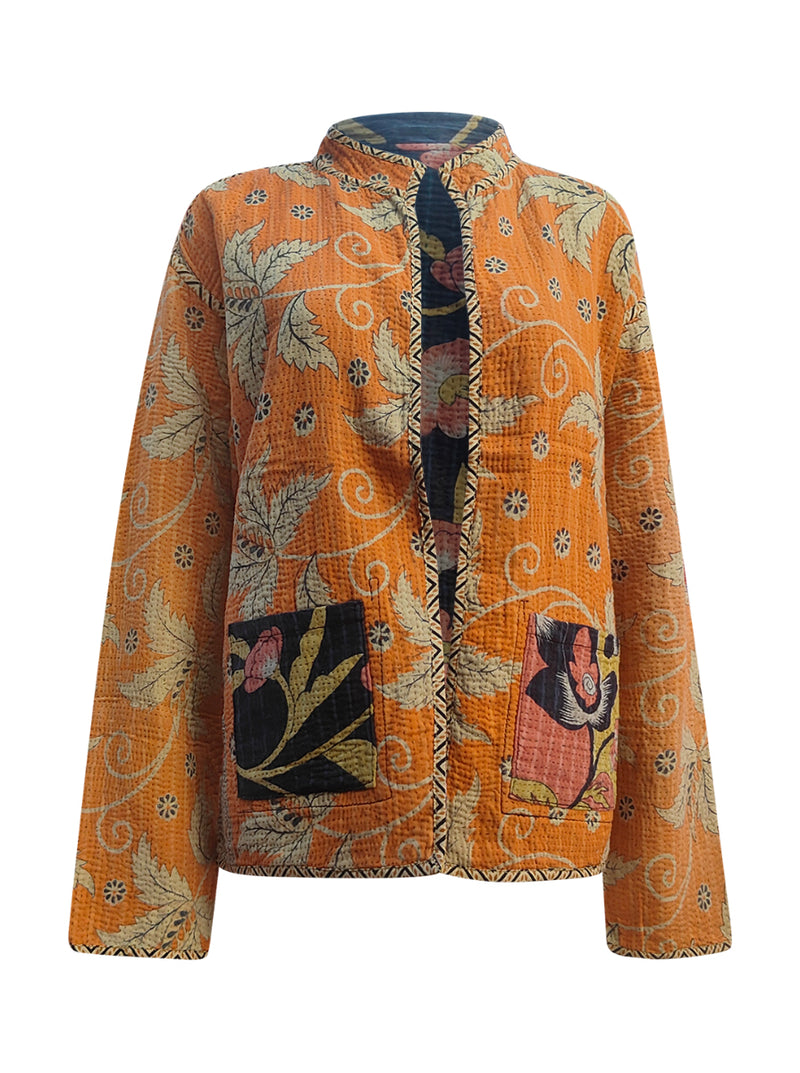 kantha reversible collar vest serra