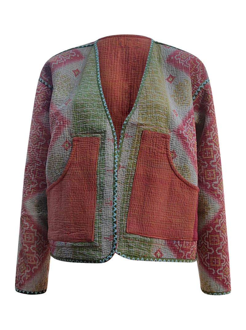 kantha vintage vest with sleeves raha