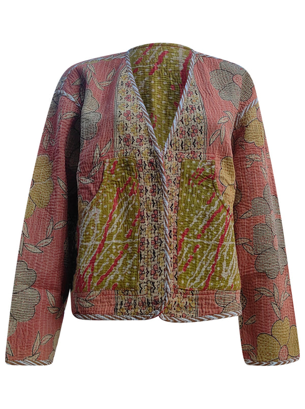 kantha vintage vest with sleeves no waste sale meena