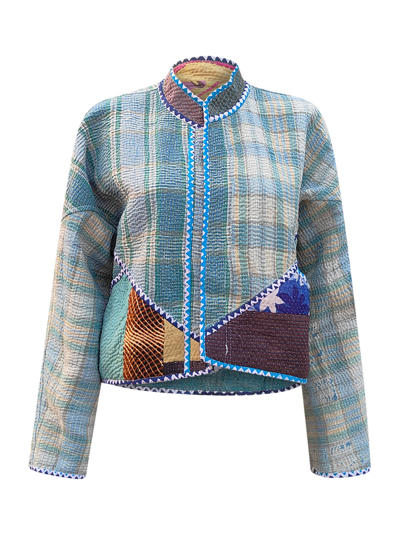 kantha vintage crop jacket meena