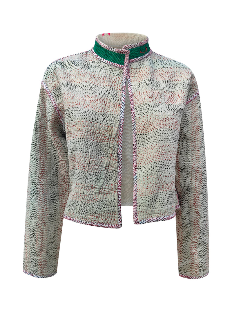 kantha vintage crop jacket amaja