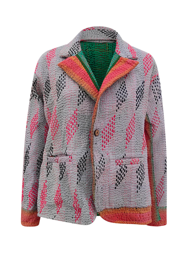 kantha reversible collar jacket suti