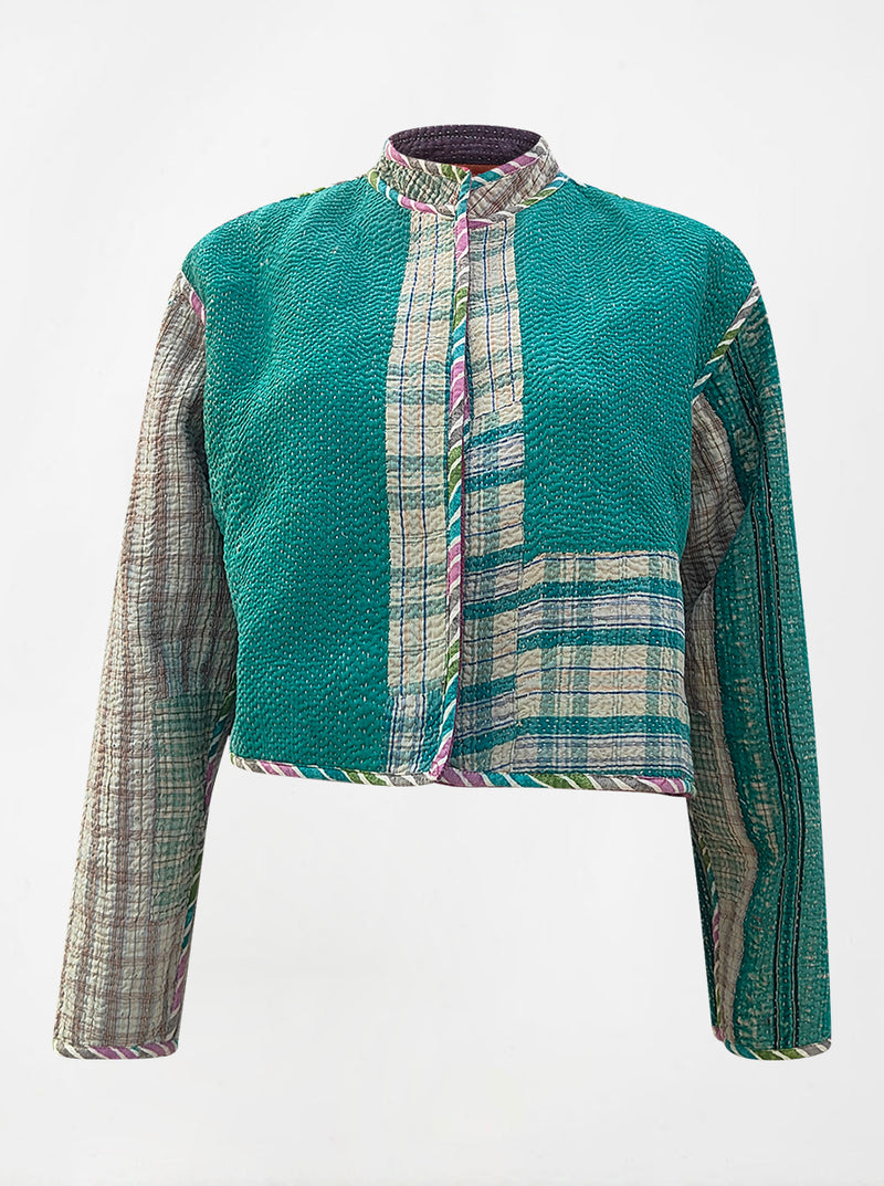 kantha vintage crop jacket saiu (holi)