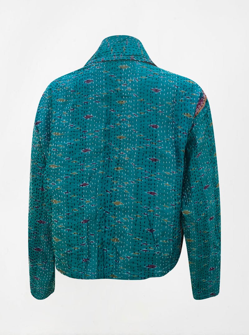 kantha vintage silk collar crop jacket sumita (holi)