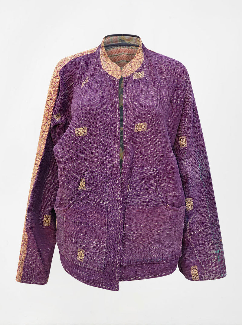kantha vintage reversible collar vest samaira (butterfly)
