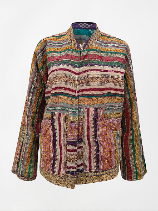 kantha reversible collar vest manya (zari)