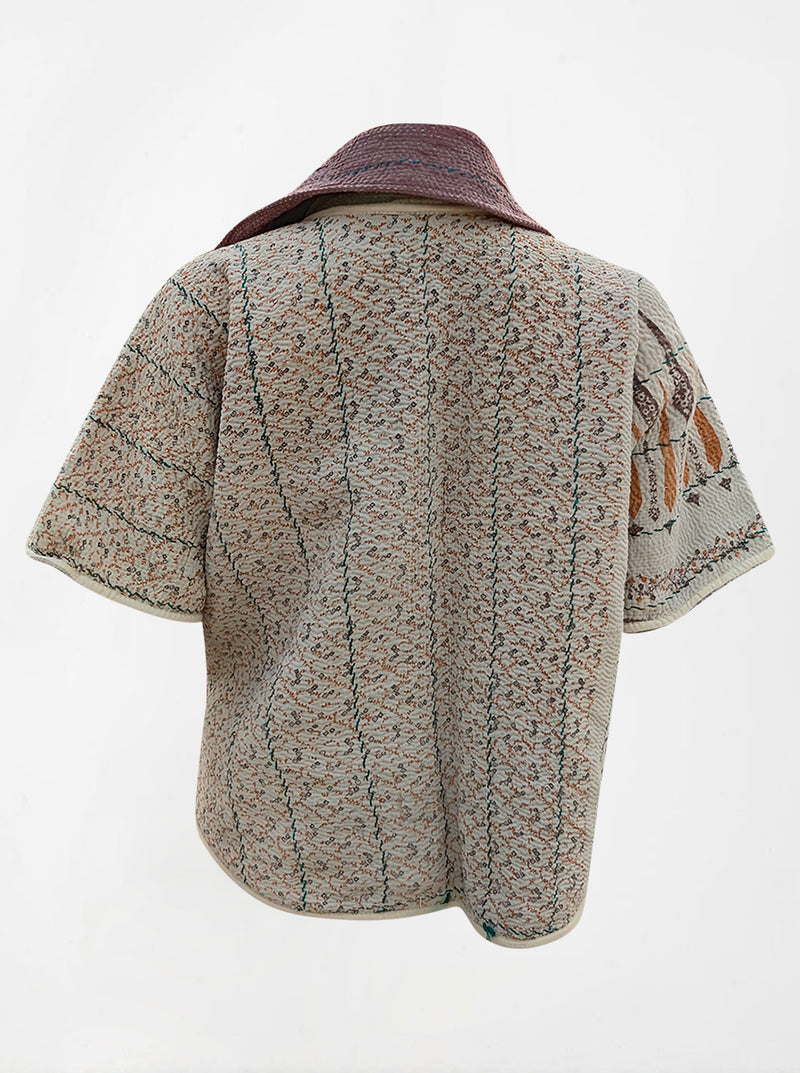 kantha vintage reversible short poncho samay (butterfly)