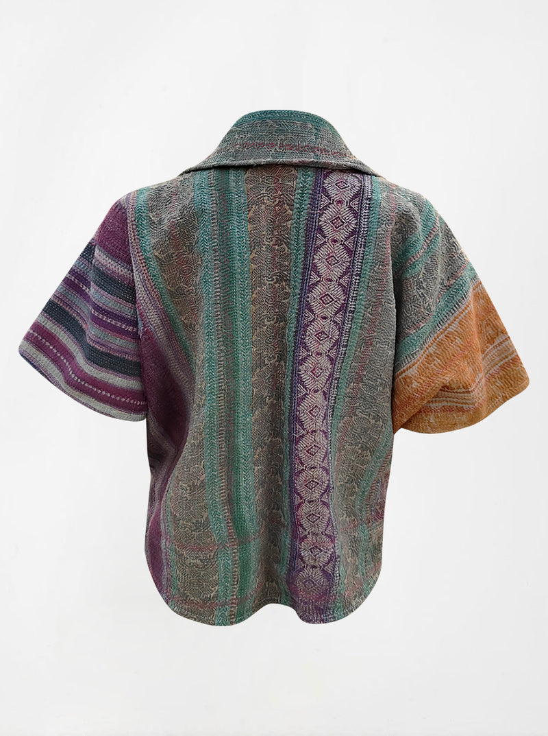 kantha vintage reversible short poncho susha(butterfly)