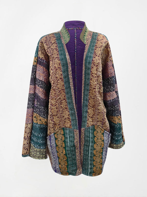 kantha vintage long jacket juhi (banarasi)