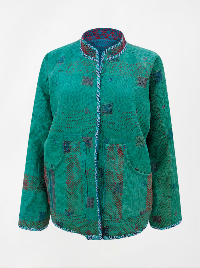 kantha vintage reversible collar vest parvati (boutique)