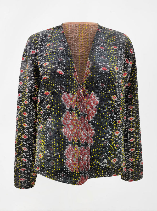 kantha vintage vest with sleeves gauri (banarasi)