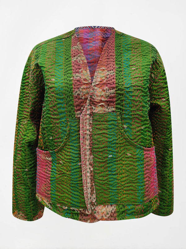 kantha vintage vest with sleeves shamiksha (banarasi)