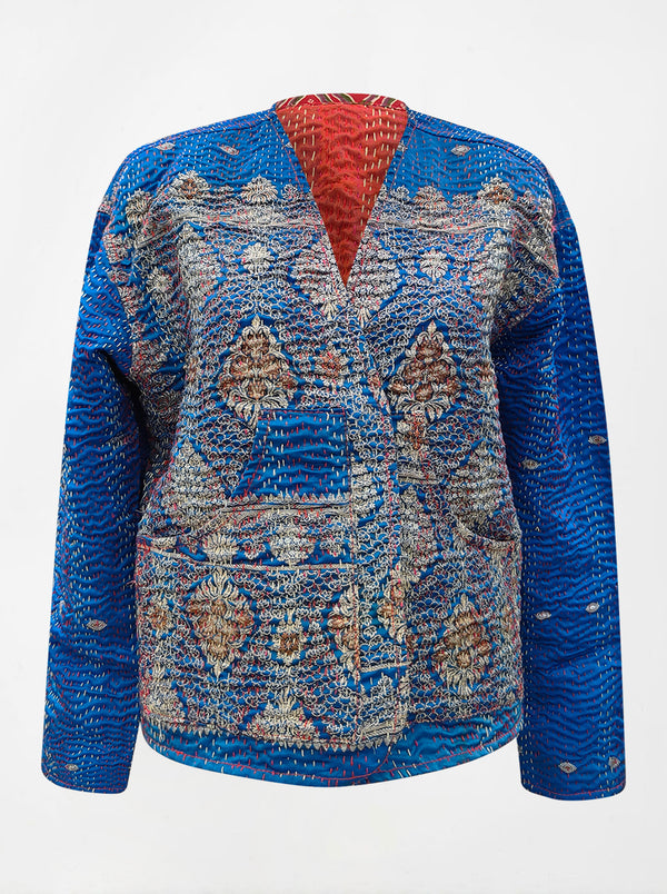 kantha vintage vest with sleeves sarika (banarasi)