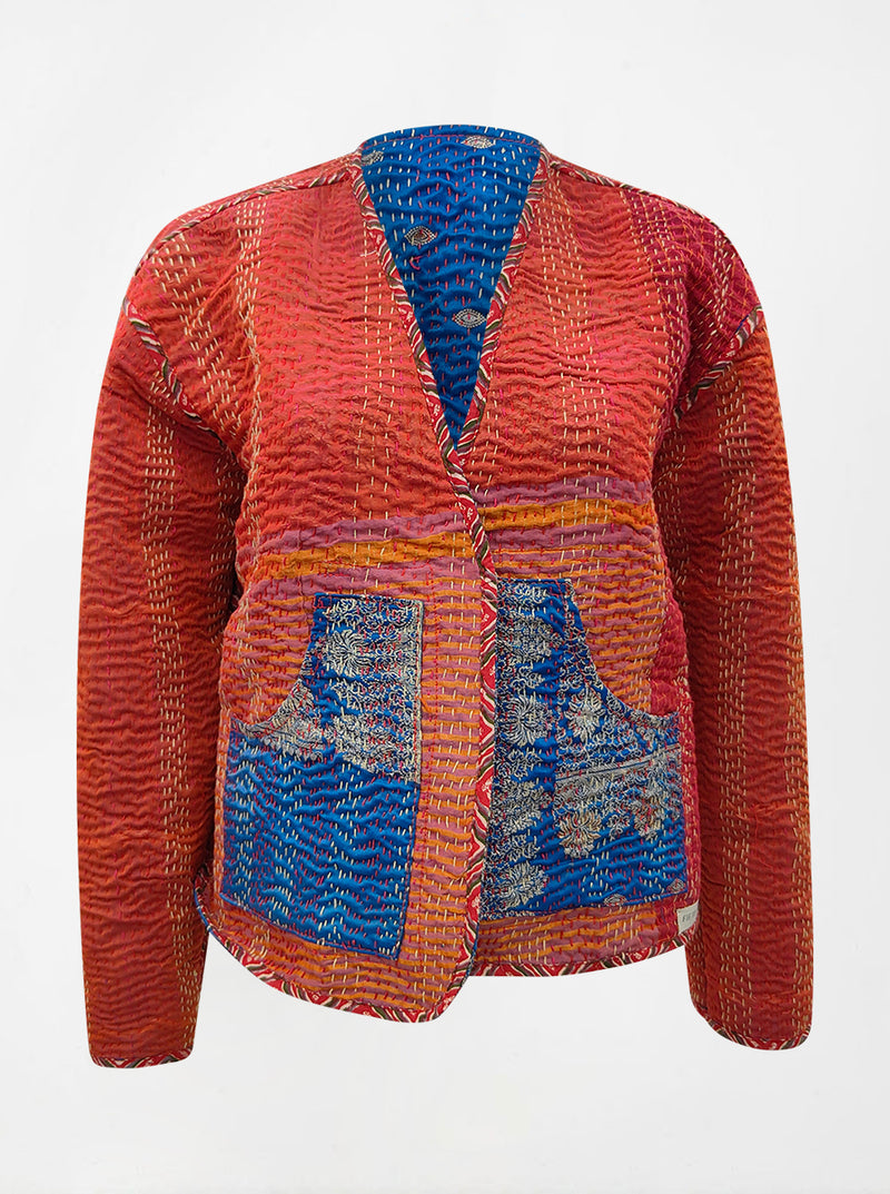 kantha vintage vest with sleeves sarika (banarasi)