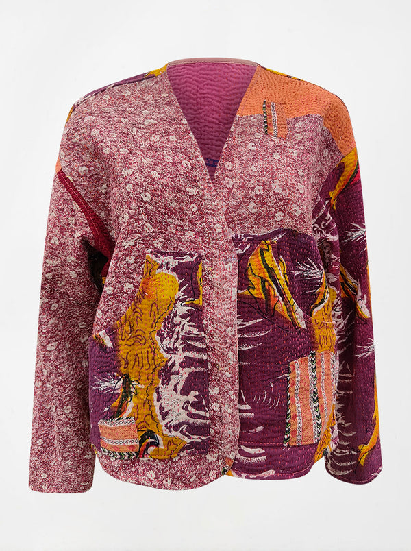 kantha vintage vest with sleeves asma (shravan)