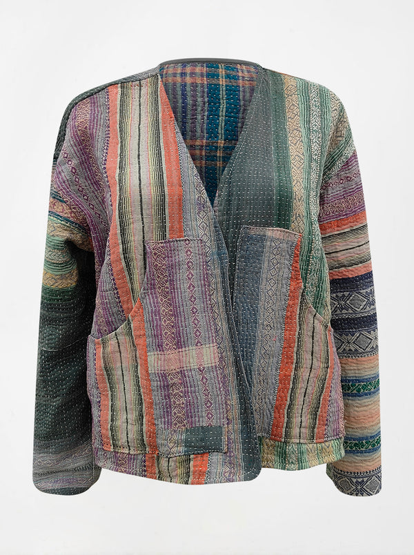 kantha vintage vest with sleeves kiara (shravan)