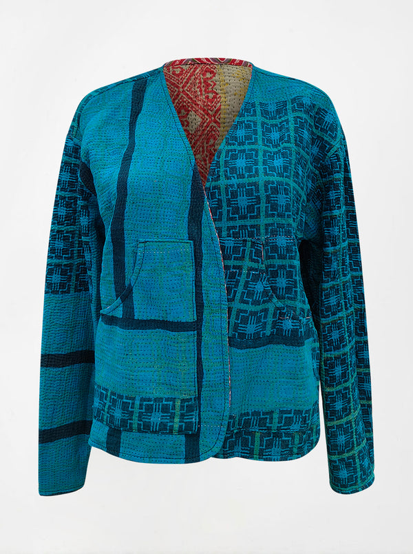 kantha vintage vest with sleeves sunita (shravan)
