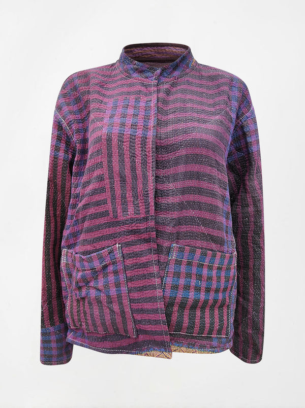 kantha vintage reversible collar vest jasmine (shravan)