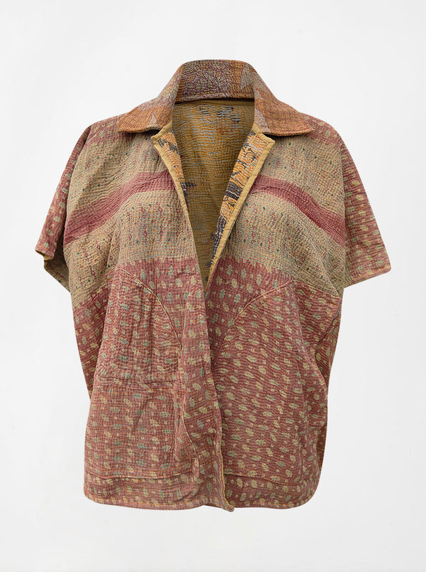 kantha vintage reversible short poncho katrina (shravan)