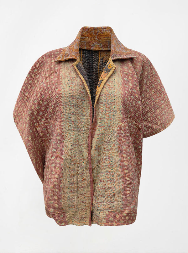 kantha vintage reversible short poncho priyanka (shravan)
