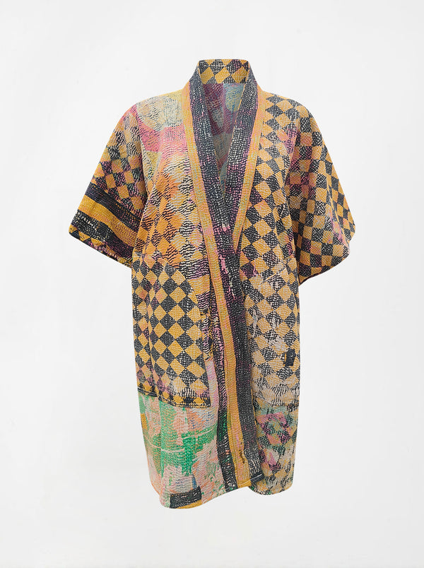 kantha vintage reversible long poncho sapna (zinda)
