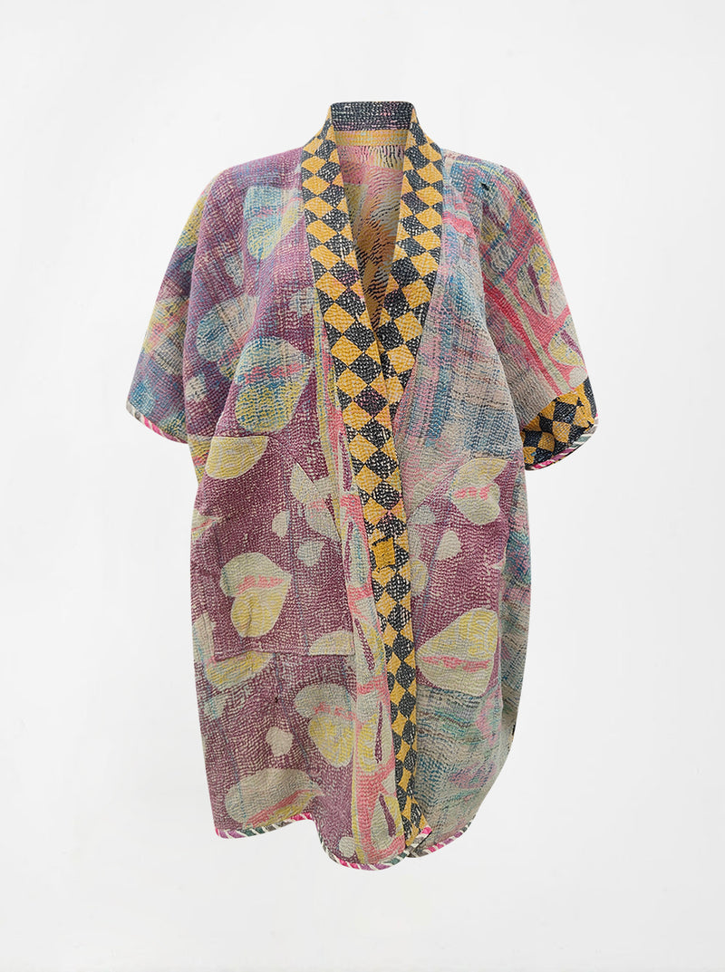 kantha vintage reversible long poncho sapna (zinda)