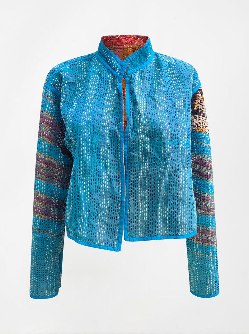 kantha vintage crop jacket benares ratna (Zinda)