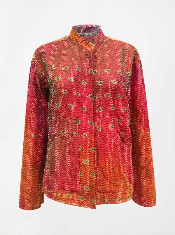 kantha vintage long crop jacket benares kushi