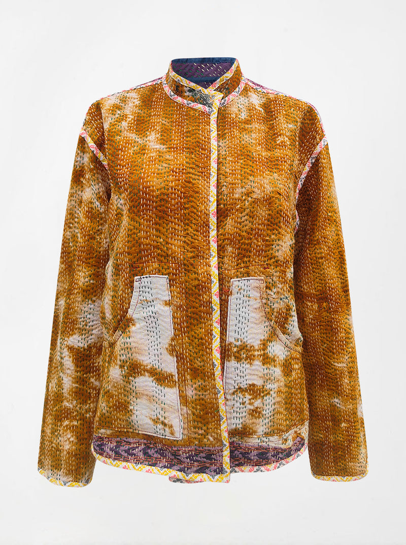 kantha vintage long crop jacket benares kushi