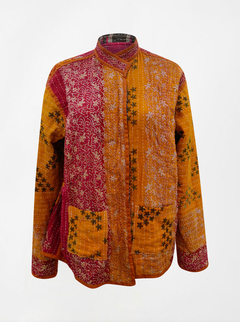 kantha vintage lite long crop jacket banuhi