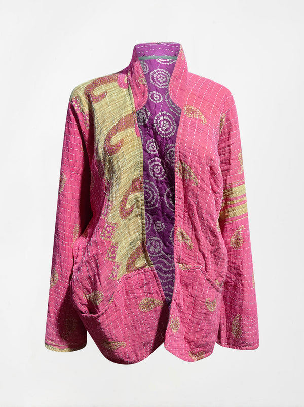kantha vintage lite short jacket kasha