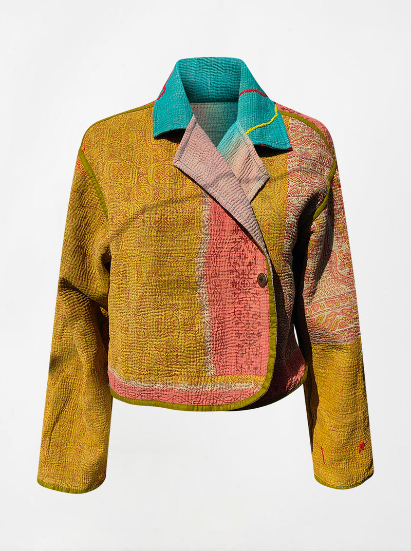 kantha vintage crop jacket shaswati (Phool)