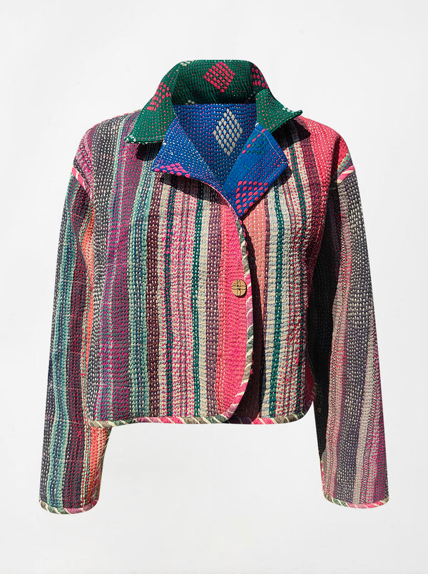 kantha vintage crop jacket ruhi (Phool)