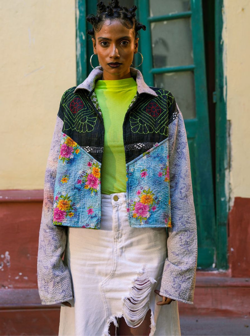 kantha vintage crop jacket ambika (Zinda)