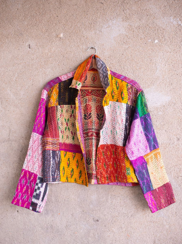 kantha vintage silk crop jacket pari (anant)