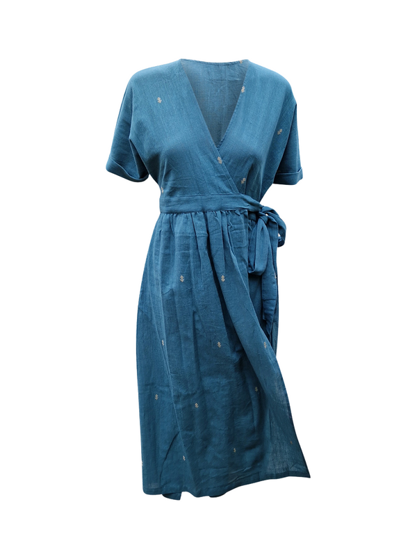 indigenous organic cotton wrap dress