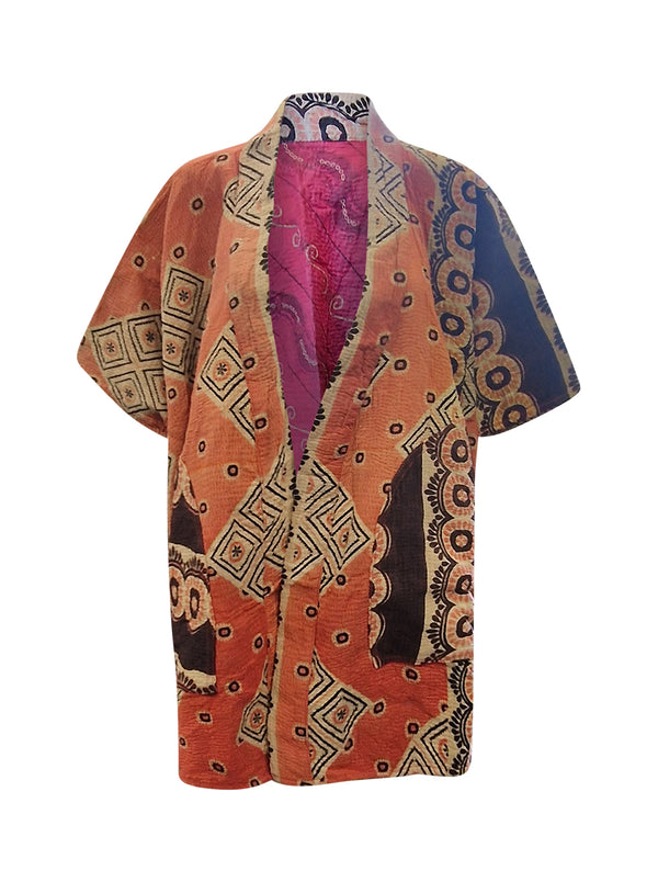 kantha reversible long poncho arya