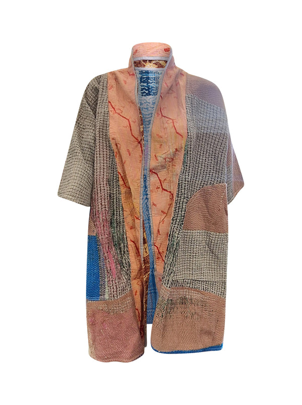 kantha reversible long poncho amyra