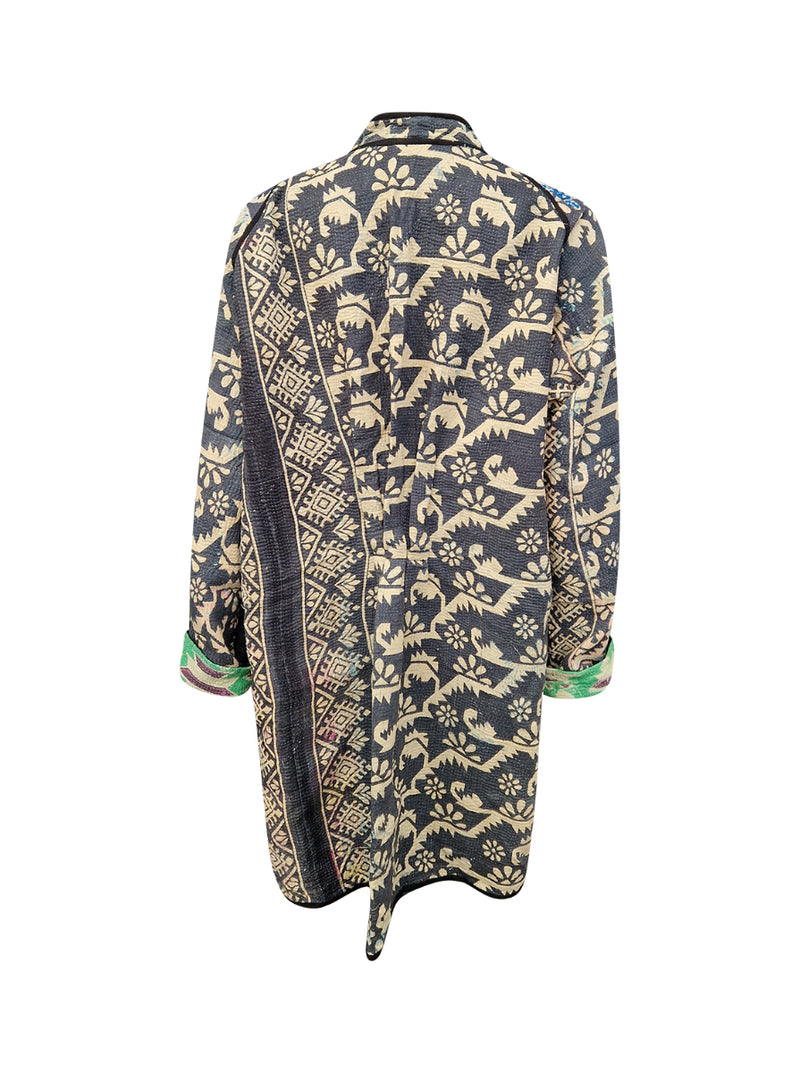 kantha vintage silk dress sample relove - size (M)